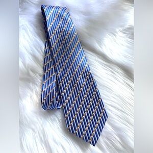 Hermes Blue and Yellow Chevron Tie